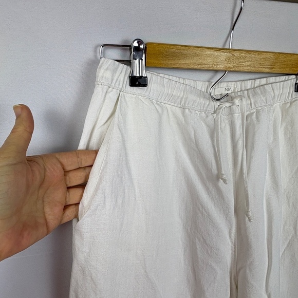 NIA Women Wide Leg Linen Elastic Waist Pants Sz S Beach Coastal Breathab… - Picture 3 of 13